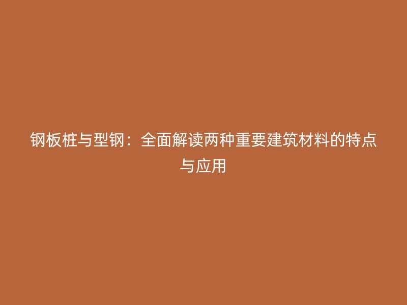鋼板樁與型鋼：全面解讀兩種重要建筑材料的特點(diǎn)與應(yīng)用