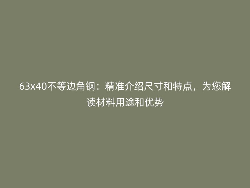 63x40不等邊角鋼：精準(zhǔn)介紹尺寸和特點(diǎn)，為您解讀材料用途和優(yōu)勢(shì)