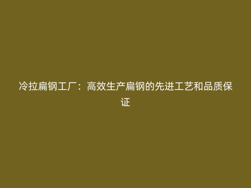 冷拉扁鋼工廠：高效生產(chǎn)扁鋼的先進工藝和品質(zhì)保證