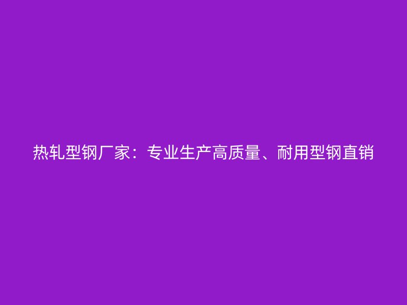 熱軋型鋼廠家：專業(yè)生產(chǎn)高質(zhì)量、耐用型鋼直銷